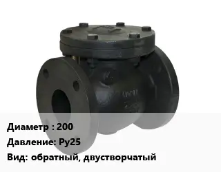 Клапан чугунный 200 Ру25 обратный, двустворчатый